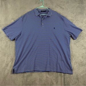 Ralph Lauren Men’s 4XLT Blue White Striped Short Sleeve Pullover Polo Shirt